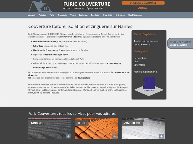 Furic couverture site d'entreprise Nantaise