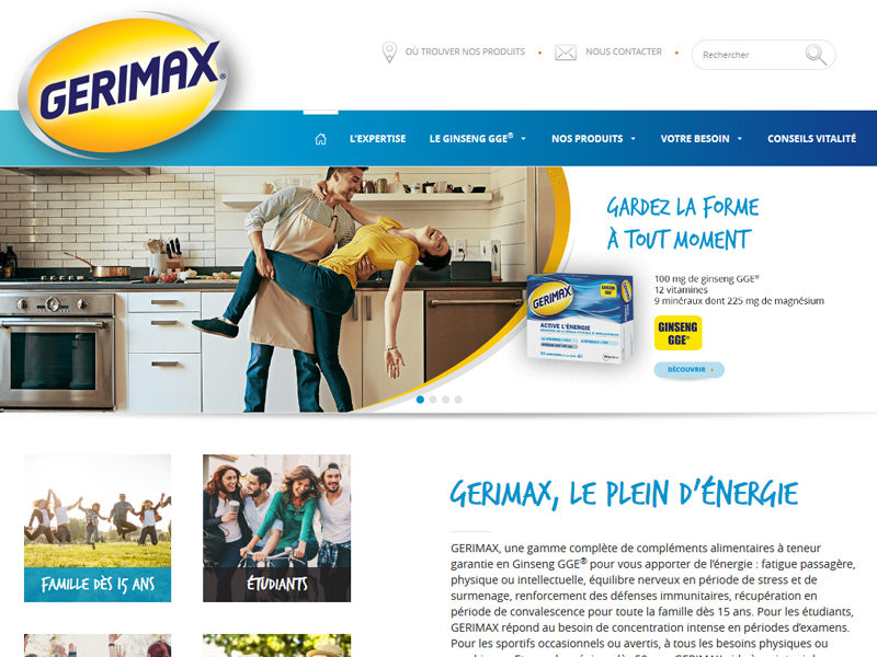 Gérimax site vitrine complément alimentaire